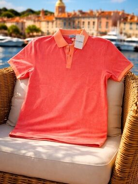 Les Canebiers Terry Polo Shirt with Contrast Collar